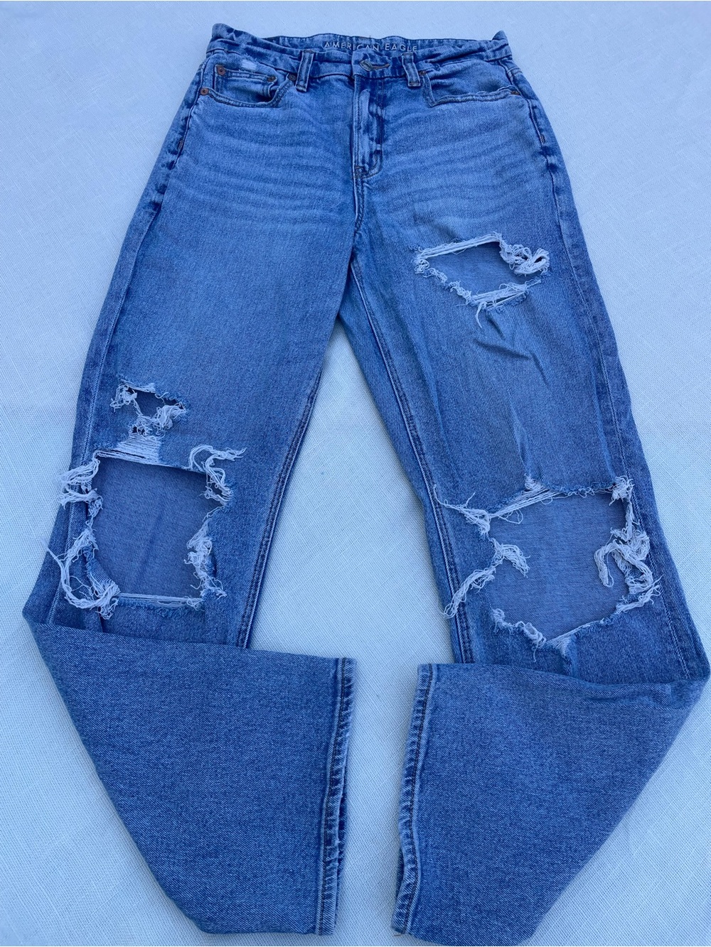 American Eagle Outfitters Curvy 90’s Straight Distressed Blue Jeans 4R